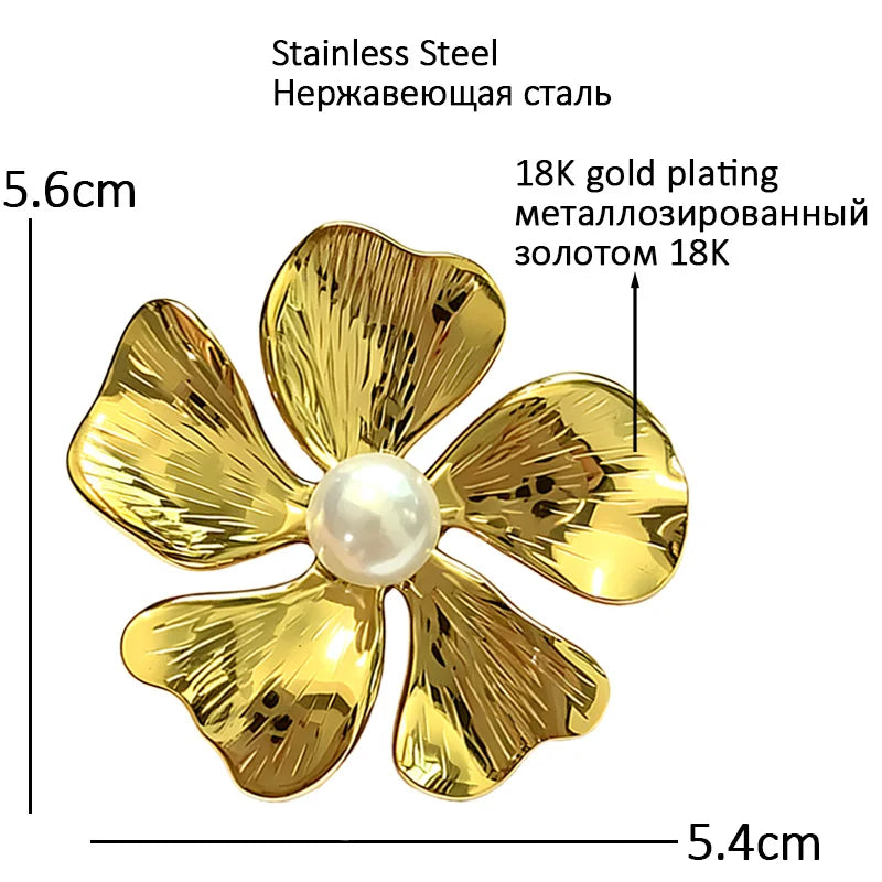 PENDRA Florielle Stainless Steel Flower Brooch