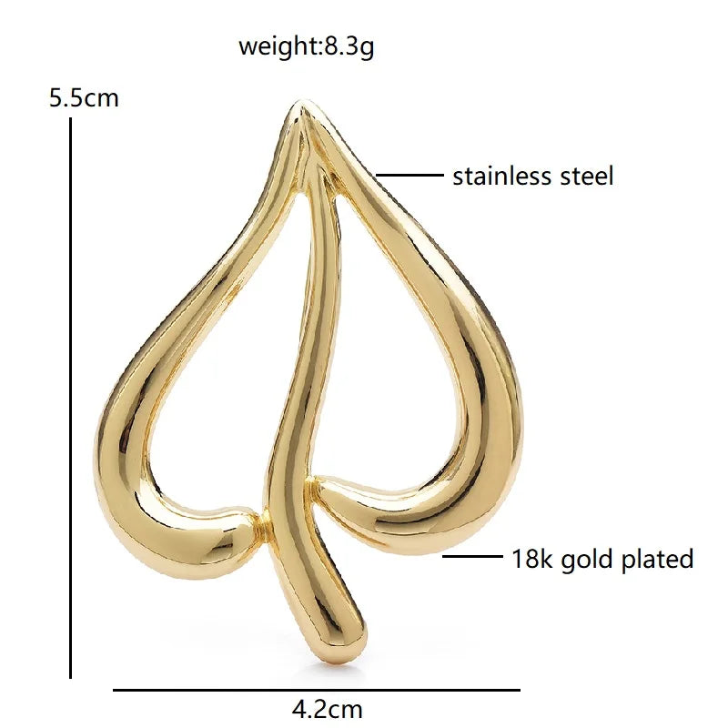 PENDRA Amora Stainless Steel Heart-Leaf Brooch