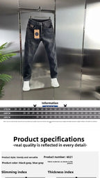 New Men's Jeans Slim-fitting Small Feet High-end Blue-gray Washed Casual Blue Long Slim Fit Work Stretch Cowboy Man Pants