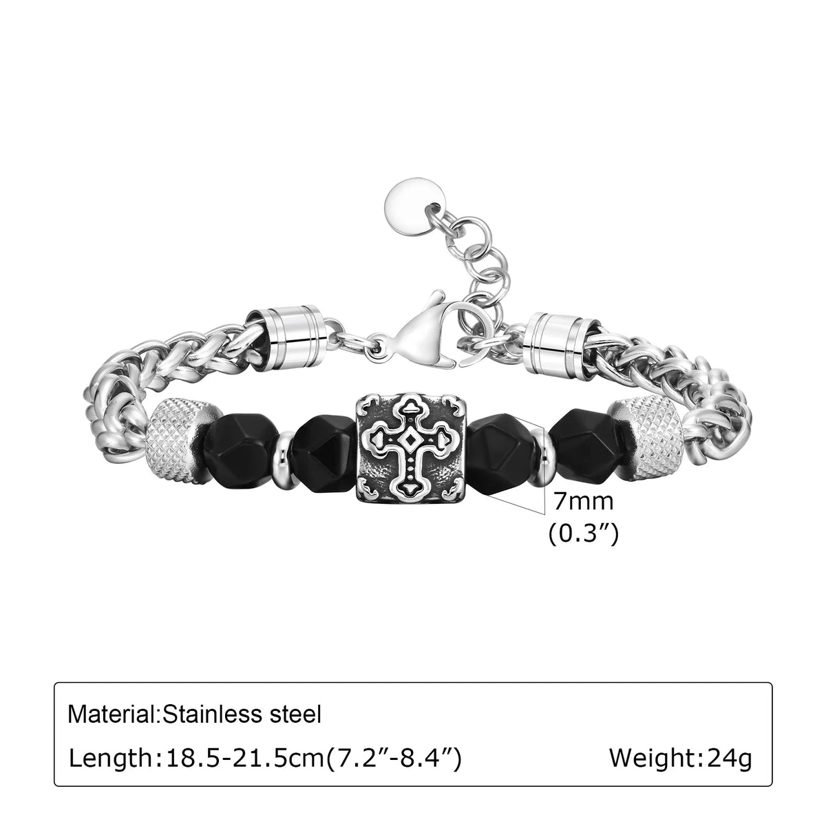 Mprainbow Stainless Steel Bracelets for Men Boys,Gothic Cross Skull Wolf Head Bracelets,Fathers Day Anniversary Birthday Gifts
