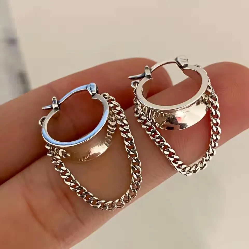 VENTFILLE 925 Sterling Silver Black Agate Rotund Earrings For Women Girl Originality Design Korean Jewelry Party Gifts Dropship