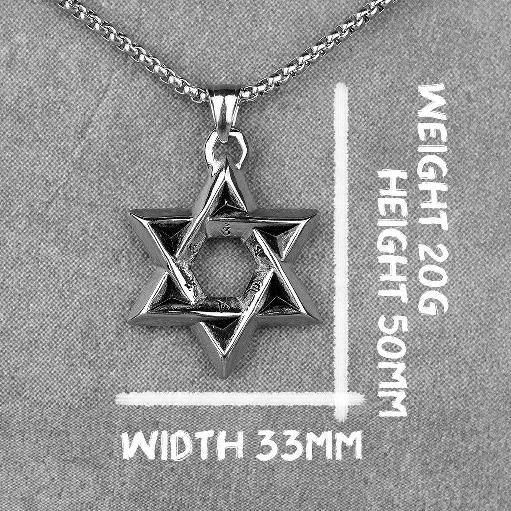 Judaism Hexagram Long Men Necklaces Pendants Chain Punk for Boyfriend Male Stainless Steel Jewelry Creativity Gift Wholesale