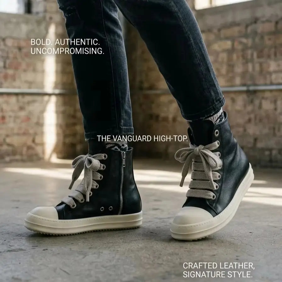PENDRA Jumbo Black Black Leather High-Top Jumbo-Lace Zip Thick-Sole Ankle Boots