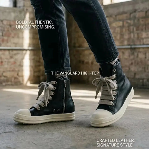 Brand Casual Men Shoe High Top Women Sneaker Jumbo Lace-up Black Geobasket Leather Shoe Zip Luxury Trainer Thick-sole Ankle Boot