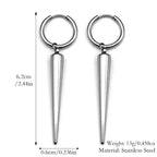 Gothic Silver Color Rivet Drop Earrings for Women Men Punk Hip Hop Metal Geometric Cone Pendant Earrings Y2K Party Jewelry Gift