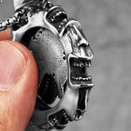 PENDRA Steampunk Gear Skull Steel Necklace