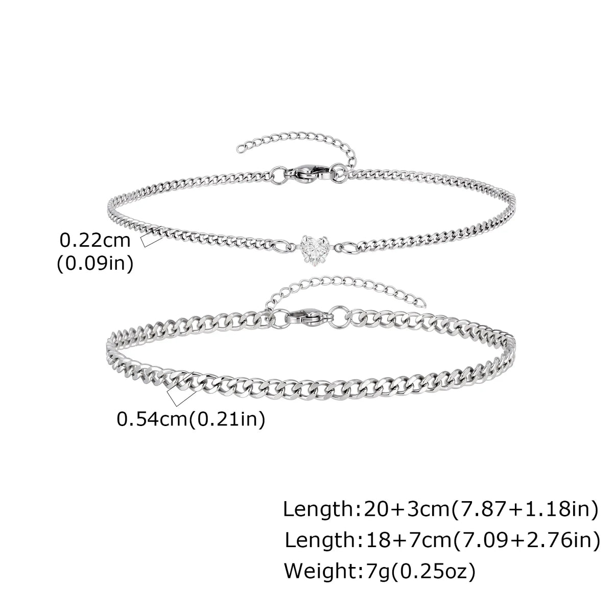 Gold Color Chain Bracelet for Couple Women Men,Stainless Steel Heart Shape Zircon Adjustable Wristband,Valentine's Day Gift