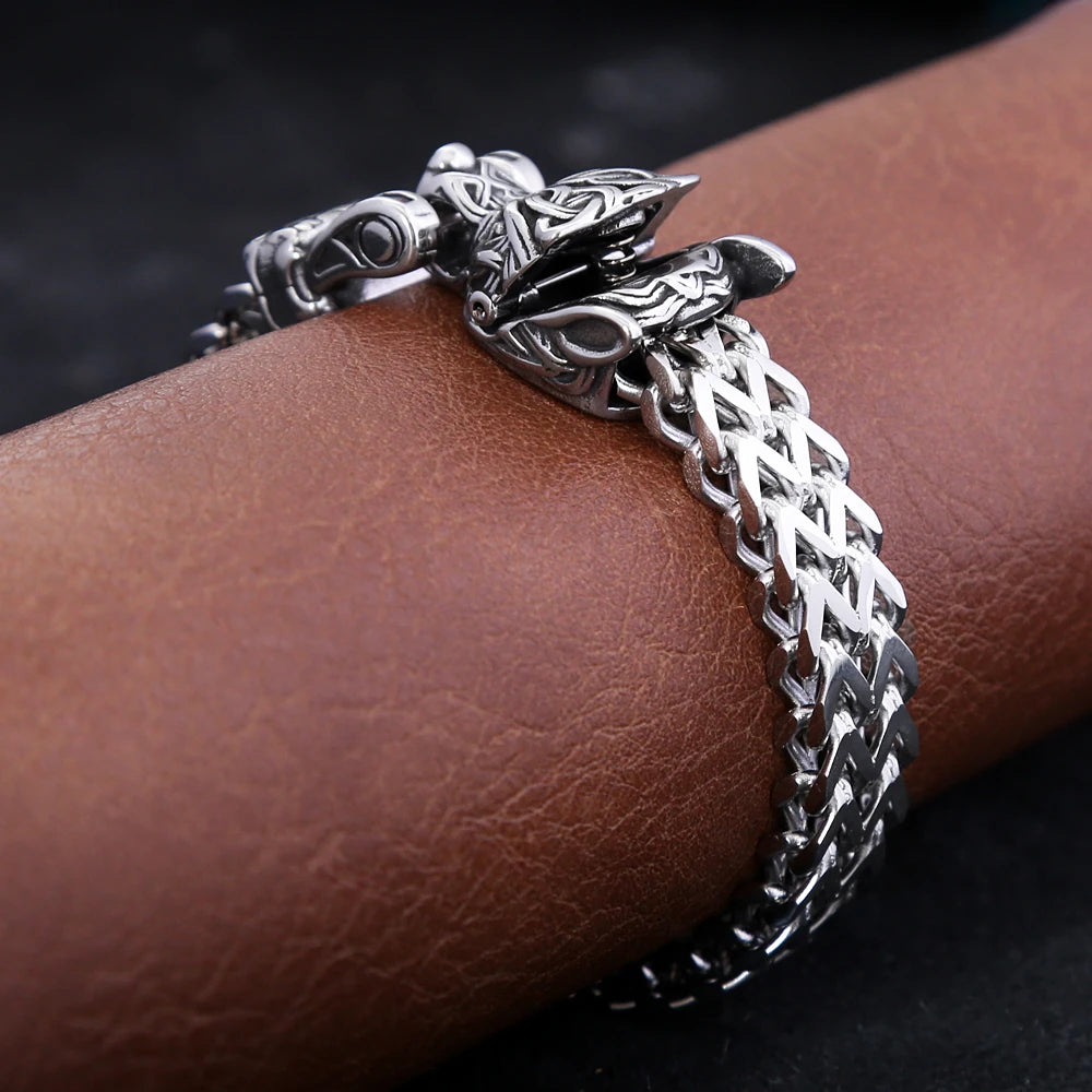 PENDRA Vikingwolf Stainless Steel Wolf Head Bangle