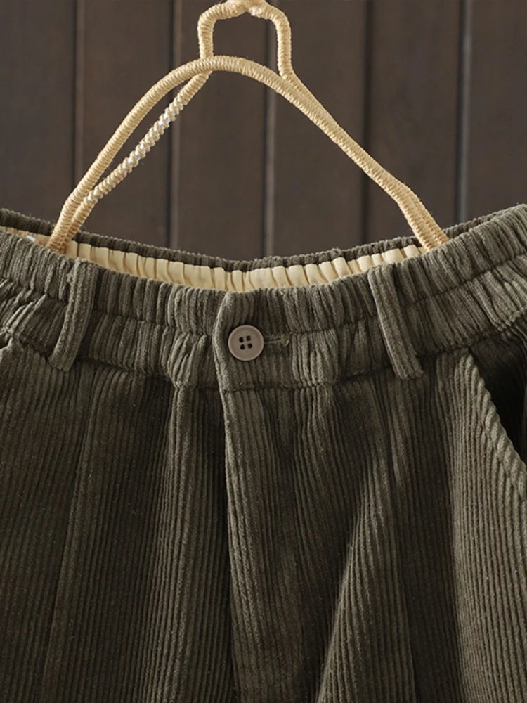 PENDRA Corduroy Warm Elastic Waist Pants