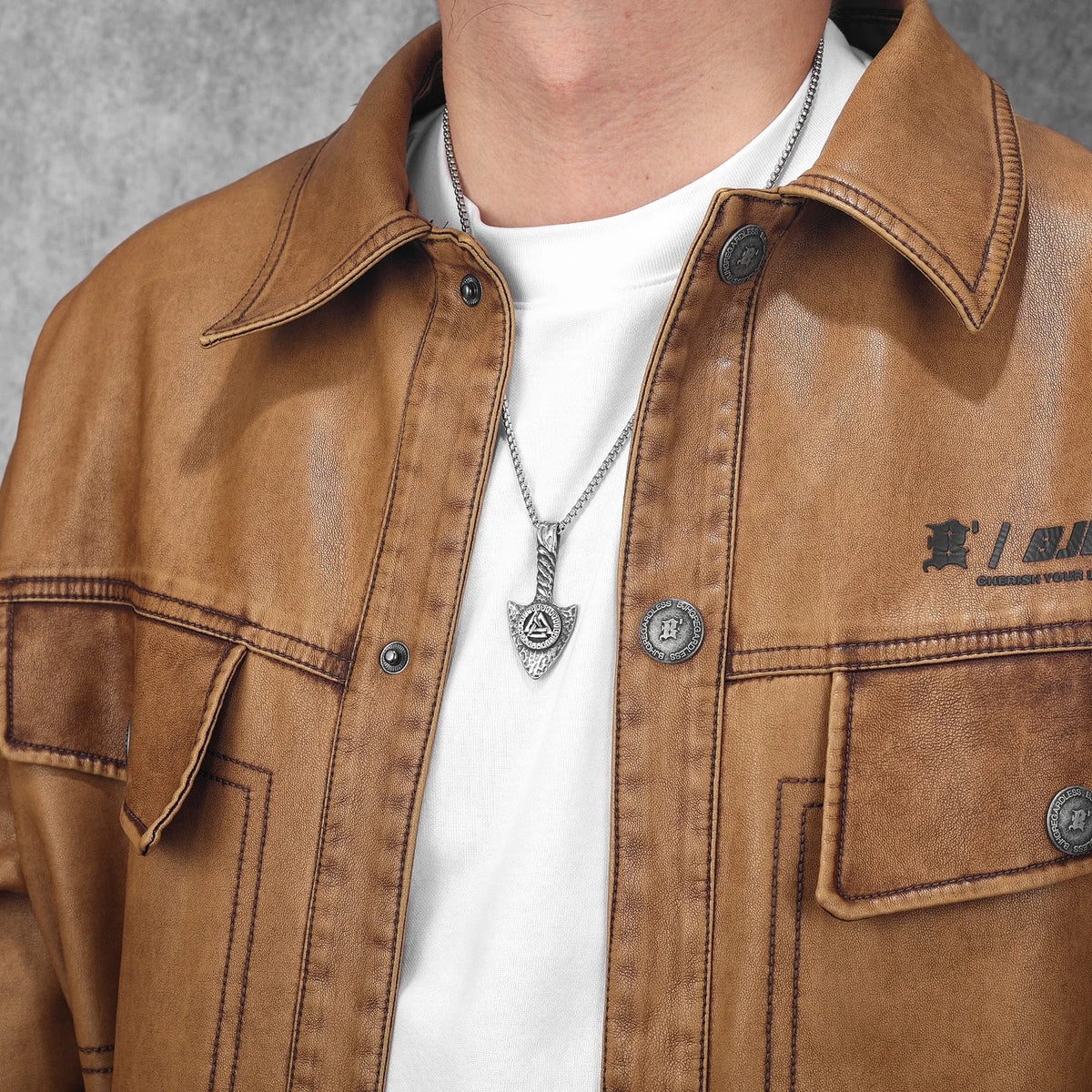 PENDRA Rune Spearhead Odin Steel Necklace