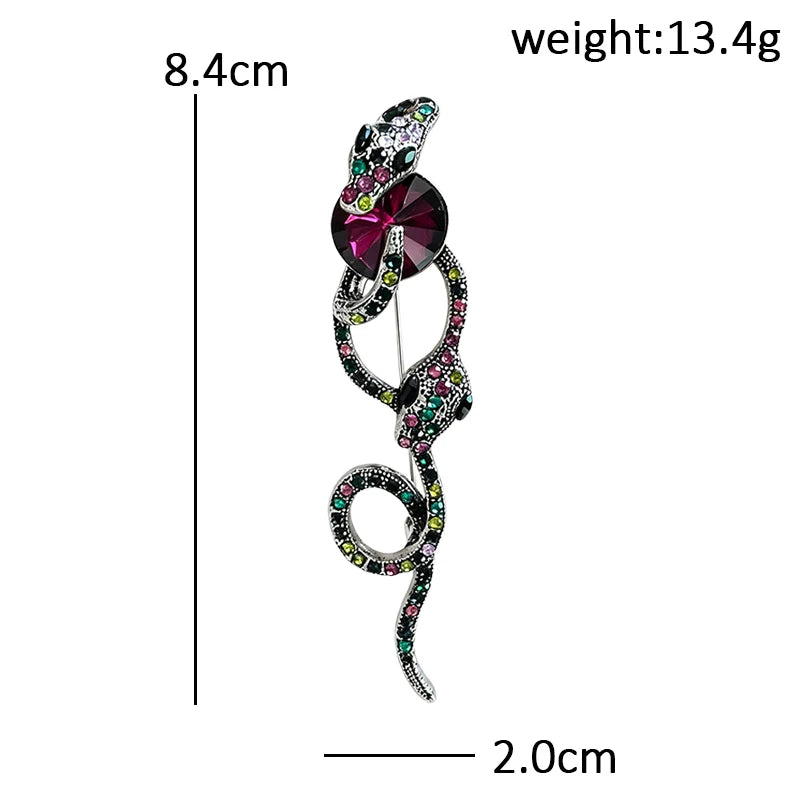 PENDRA Vintage Crystal Snake Brooch