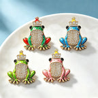 PENDRA Crowned Frog Rhinestone Brooch