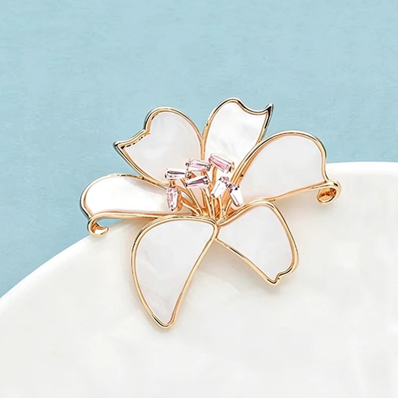 PENDRA Shellia 2-Color Shell Flower Brooch