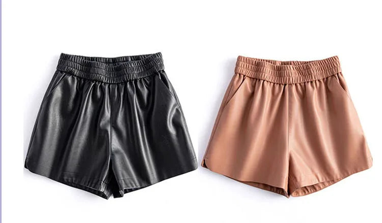 PENDRA Sheepskin Wide Leg Leather Shorts