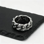 Vintage Punk Men's Ring,Antique Oxidized Stainless Steel Band Ring, Streetwear Casual Jewelry Gift