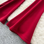 High waisted slim fit micro flared pants women in spring new design sense casual versatile solid color straight leg pants