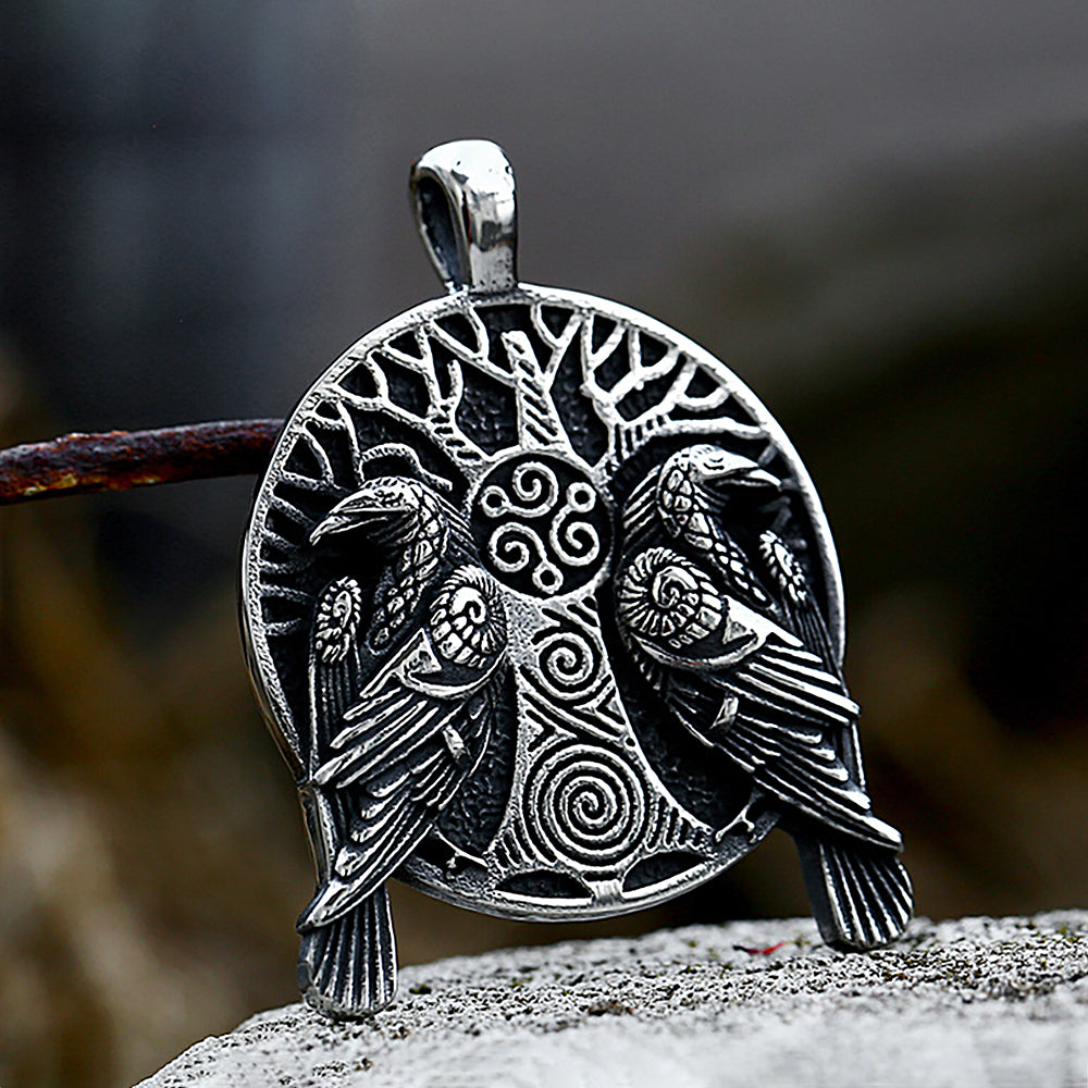 PENDRA Ravenodin Viking Double Ravens Pendant Necklace