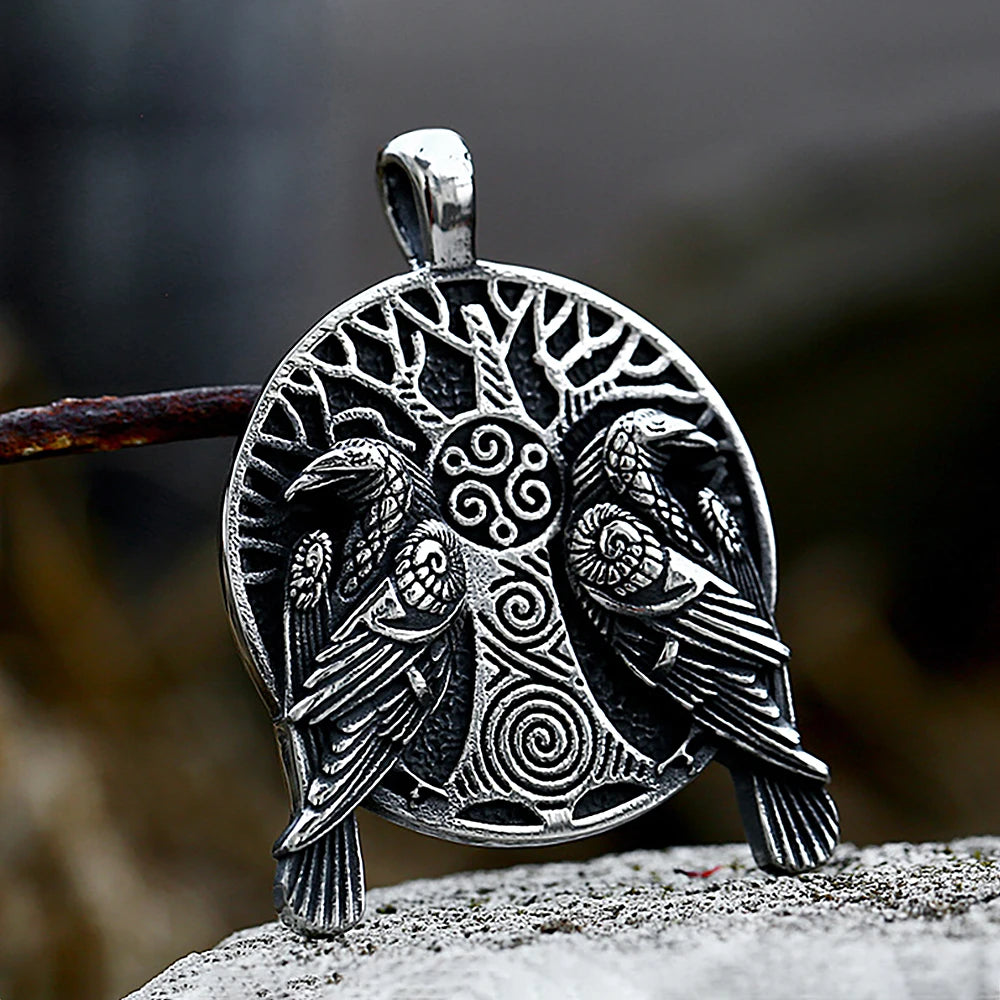PENDRA Ravenodin Viking Double Ravens Pendant Necklace