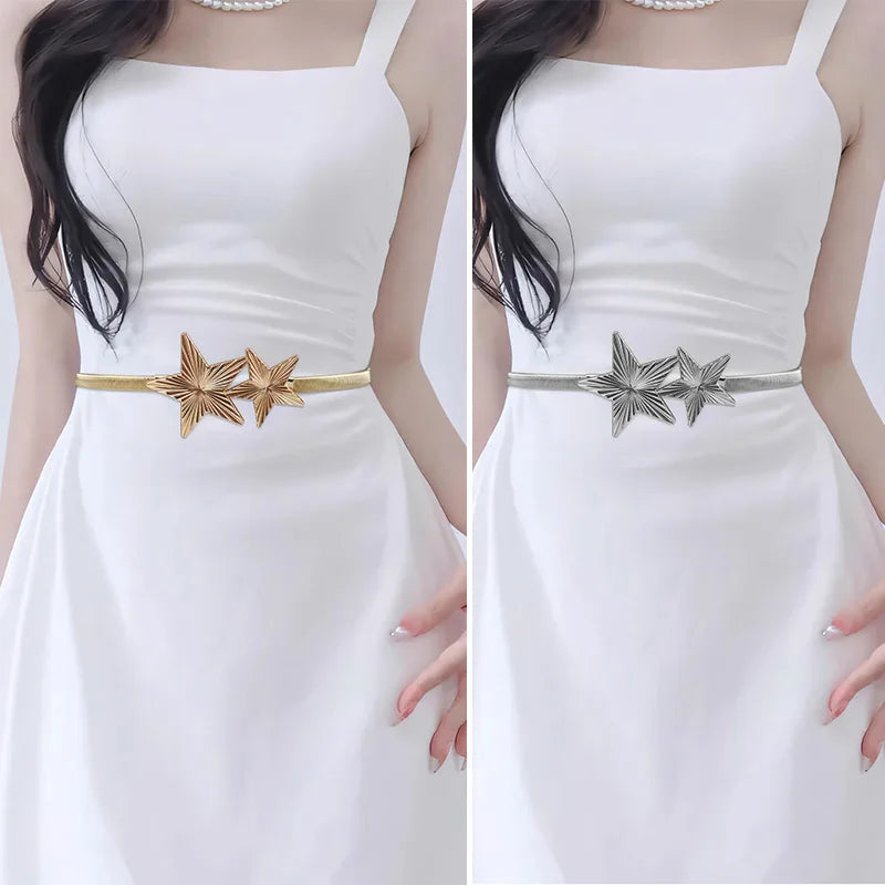PENDRA Fayeellea Metal Gold Star Luxury Waist Chain Belt