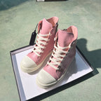 PENDRA Blush Titan Pink Genuine Leather High-Top Thick-Sole Sneakers