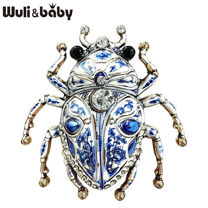 PENDRA Lovely Beetle 4-color Rhinestone Brooch