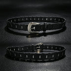 PENDRA Jadeora Leather Black Pin Buckle Gothic Belt