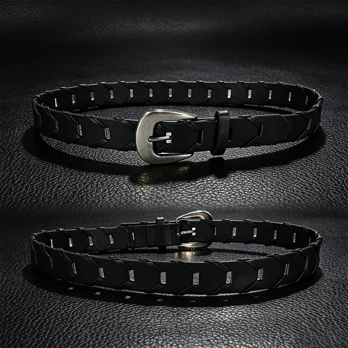 PENDRA Jadeora Leather Black Pin Buckle Gothic Belt