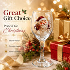 Christmas Themed Wine Goblet with Santa Pattern Clear Glass Cup for Party Home Table Decor