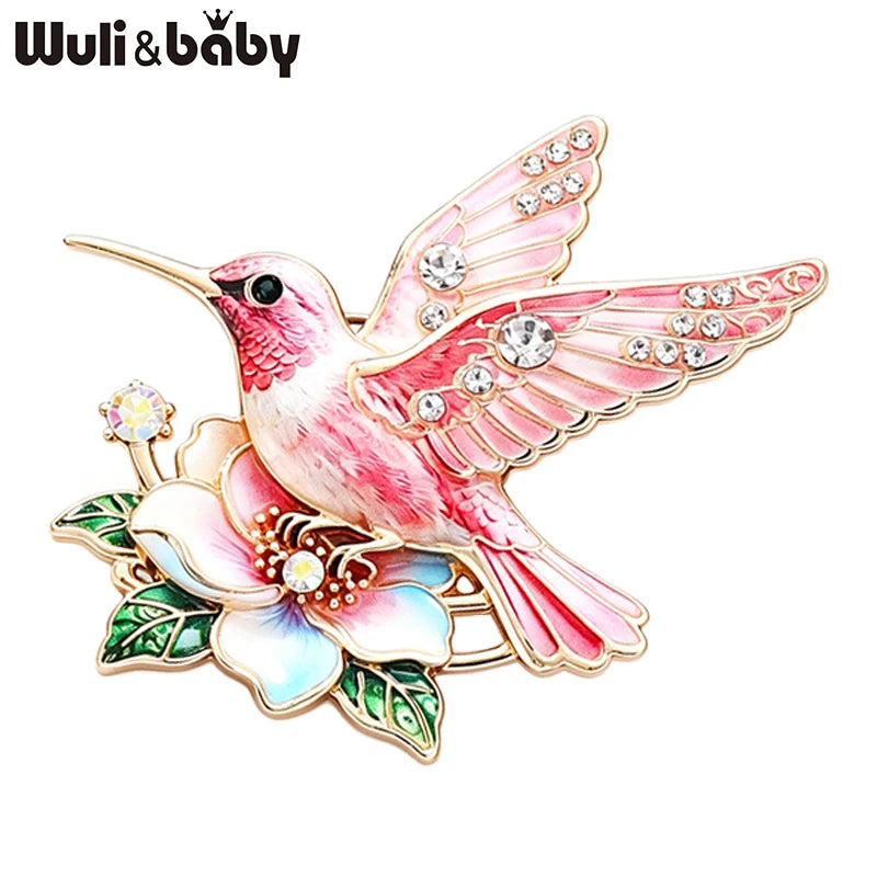 PENDRA Aviella Hummingbird Flower Brooch