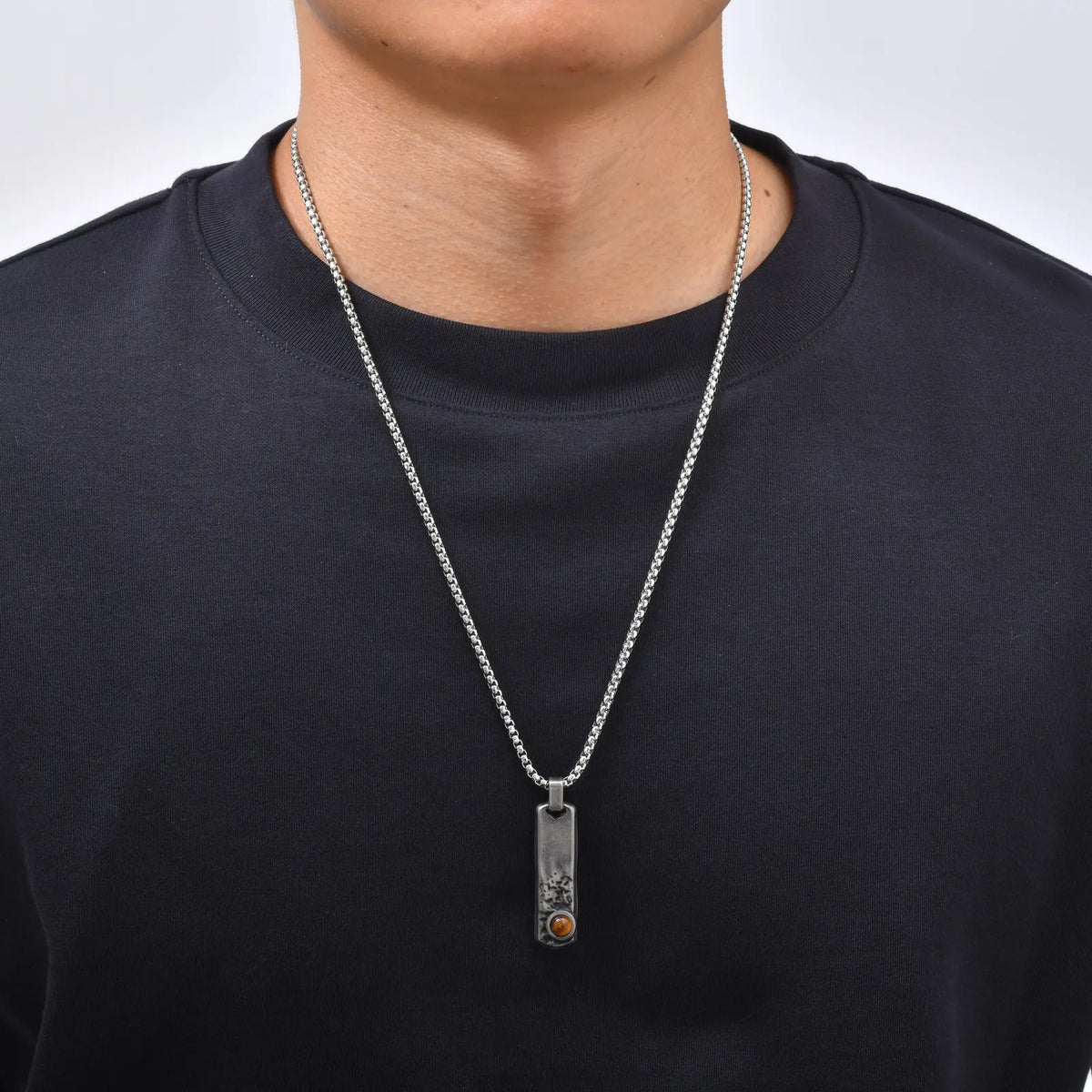 PENDRA Rectangle Bar Stone Pendant Necklace