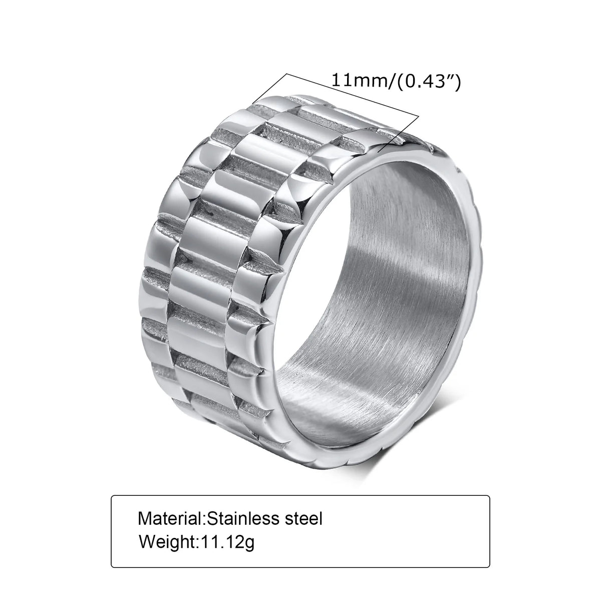 Stylish Stainless Steel Presidential Watch Link Rings for Men Male Gifts Jewelry