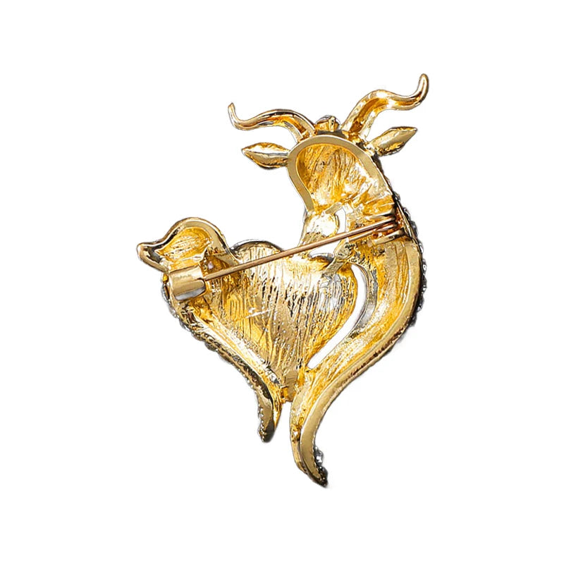 PENDRA Heartgoat Rhinestone Goat Brooch