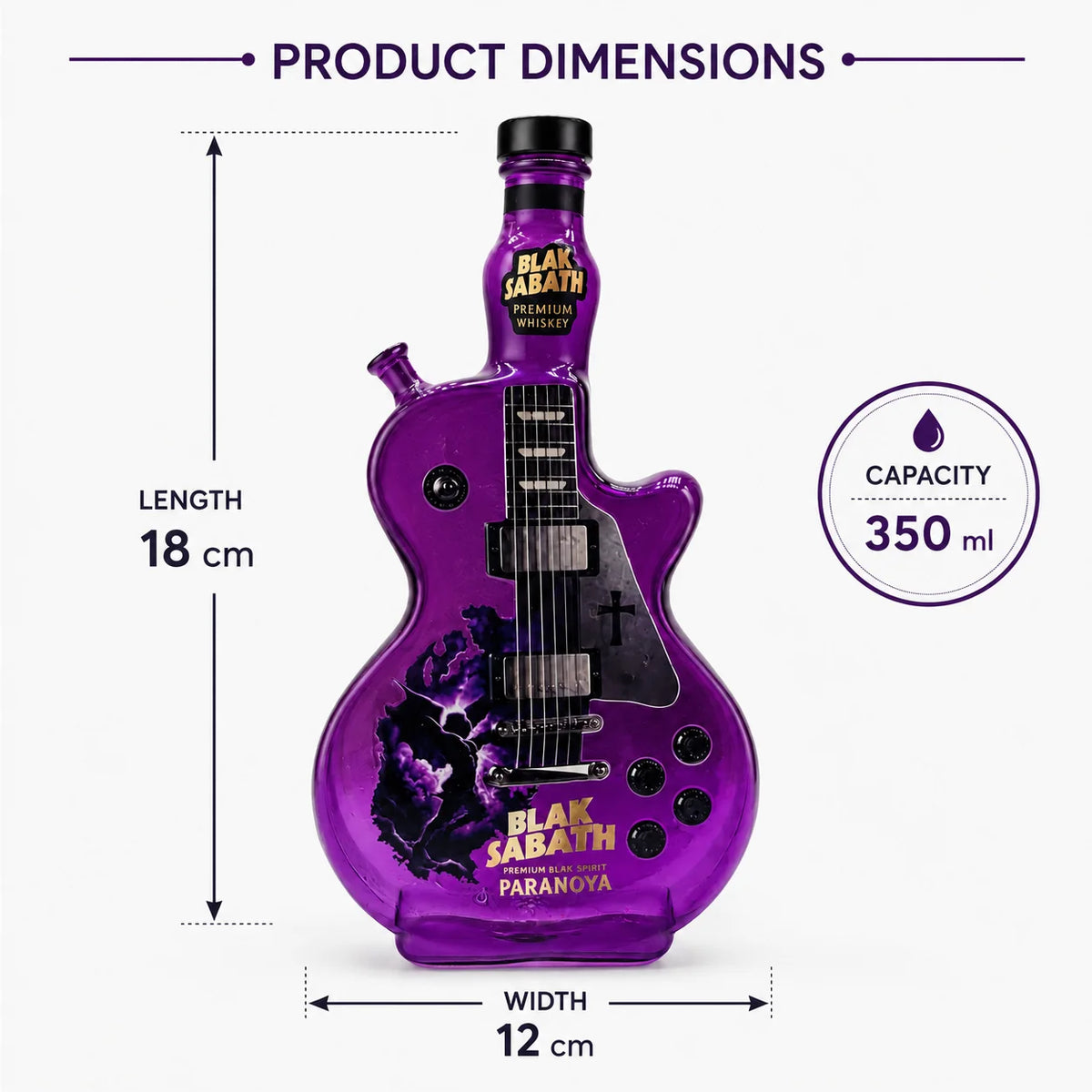 Black Sabbath Guitar Glass Decanter, Purple Rock Band Whiskey Bottle, Bar & Home Decorative Liquor Bottle