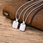 Free Custom Engraving Geometric Necklaces, Men's Waterproof Stainless Steel Square Pendant Collar with Box Chain