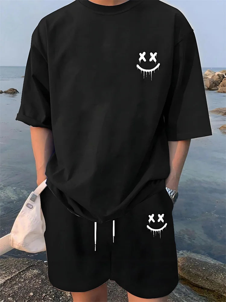PENDRA Hawaiian Beach 2-Piece Printed T-Shirt and Shorts Set