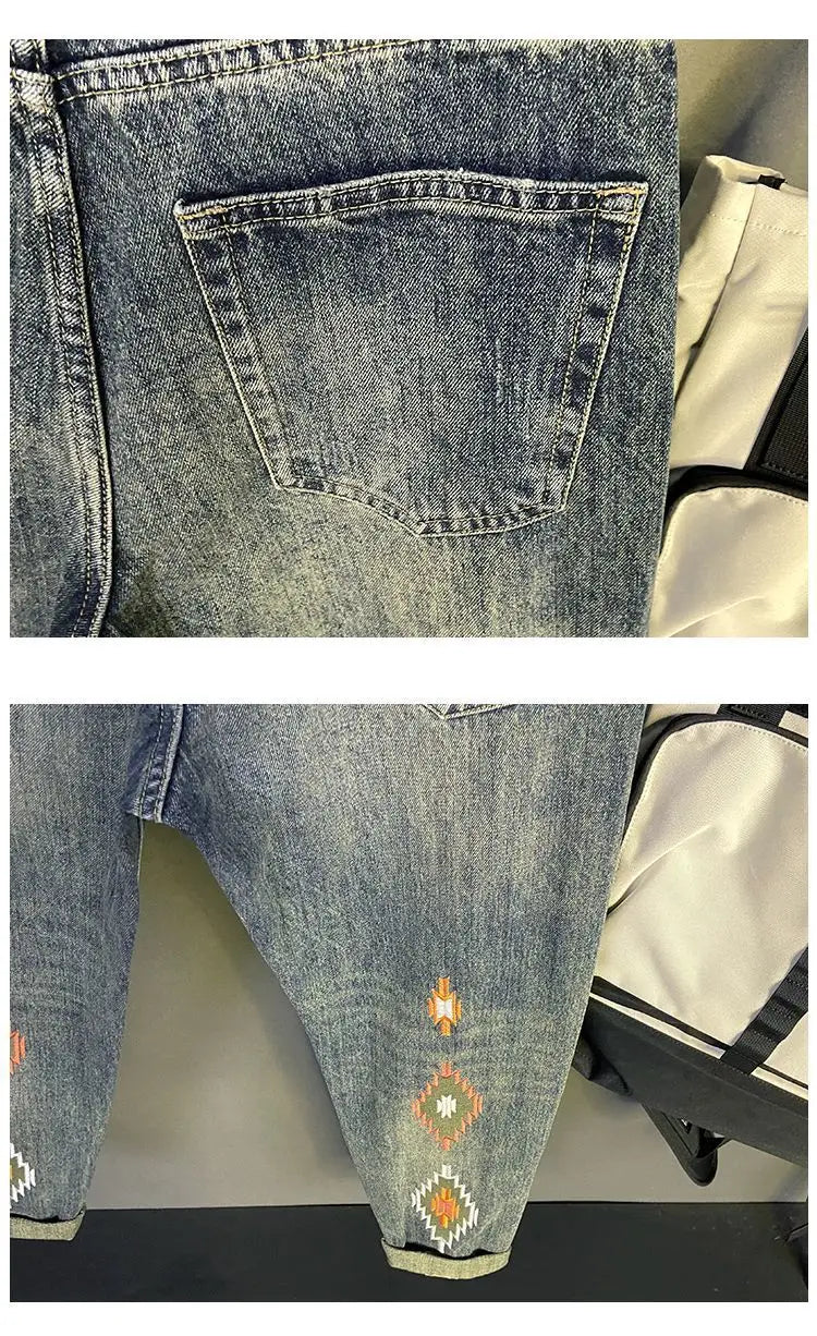 PENDRA Heavy Embroidered Brand Jeans