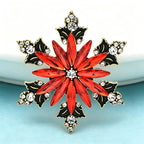 PENDRA Frost Red Rhinestone Snowflake Christmas Brooch