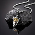 PENDRA Viking Trident Gold Steel Necklace