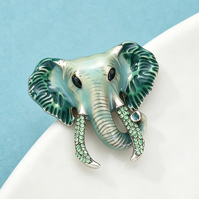 PENDRA Ivorycrest Enamel Elephant Brooch