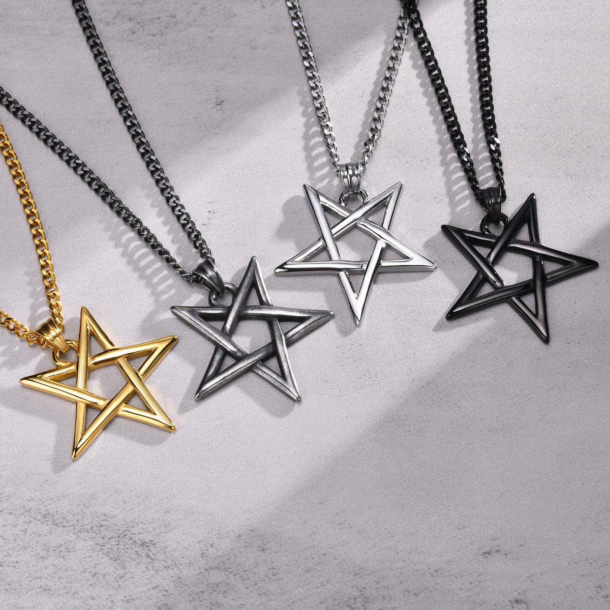 Star of David Necklaces for Men Boys,Waterproof Stainless Steel Five-pointed Star Pendant Collar,Retro Amulet Jewelry Gifts