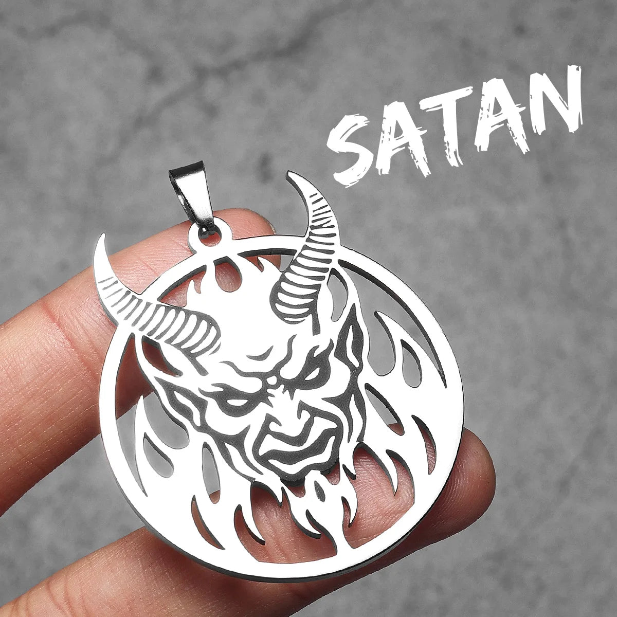 Hell Demon Satan Hollow Men Necklaces Stainless Steel Pendant Sweater Chain Women Punk Jewelry Accessories Halloween Gifts