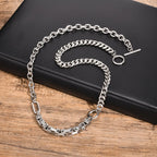 Punk Splicing Byzantine Necklaces for Men,Stainless Steel Cuban Chain Collars,Chunky Trendy Male Jewelry Gift