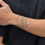 7pcs/set Simple Chain Bracelet for Men Women,Stainless Steel Silver Color Metal Chain Wristband,Jewelry Set Gift for Dad Mom