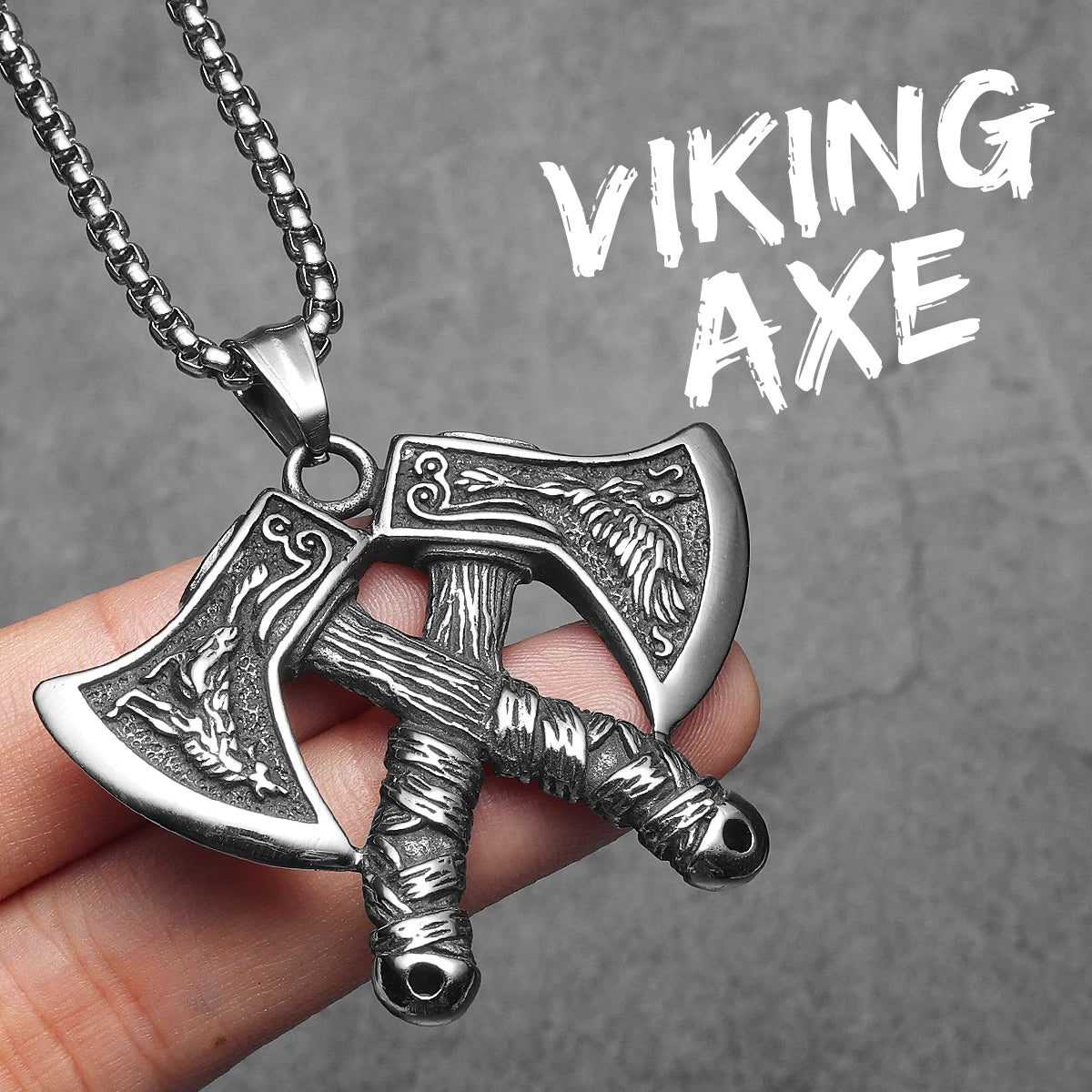 Viking Double Axe Men Necklaces Stainless Steel Pendant Chain Women Punk Fashion Jewelry New In Accessories Gifts Wholesale