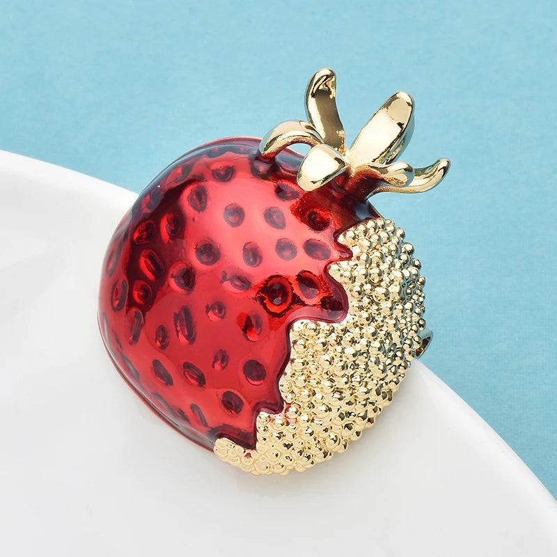 PENDRA Pomella Red Enamel Pomegranate Brooch