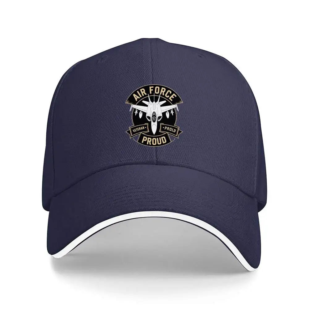1pc "AIR FORCE PROUD" jet emblem, Baseball caps, unisex, travel caps.