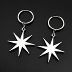 Y2K Star Swirl Earring Accessory For Egirl Boy Stainless Steel Silver Color Daily Streetwear Dark Kpop Ear Hoops Rapper Jewelry