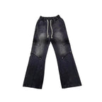 PENDRA Drawstring Elastic Waist Harlan Straight Black Cargo Hombre Jeans
