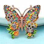PENDRA Skeleton Flower Butterfly Brooch