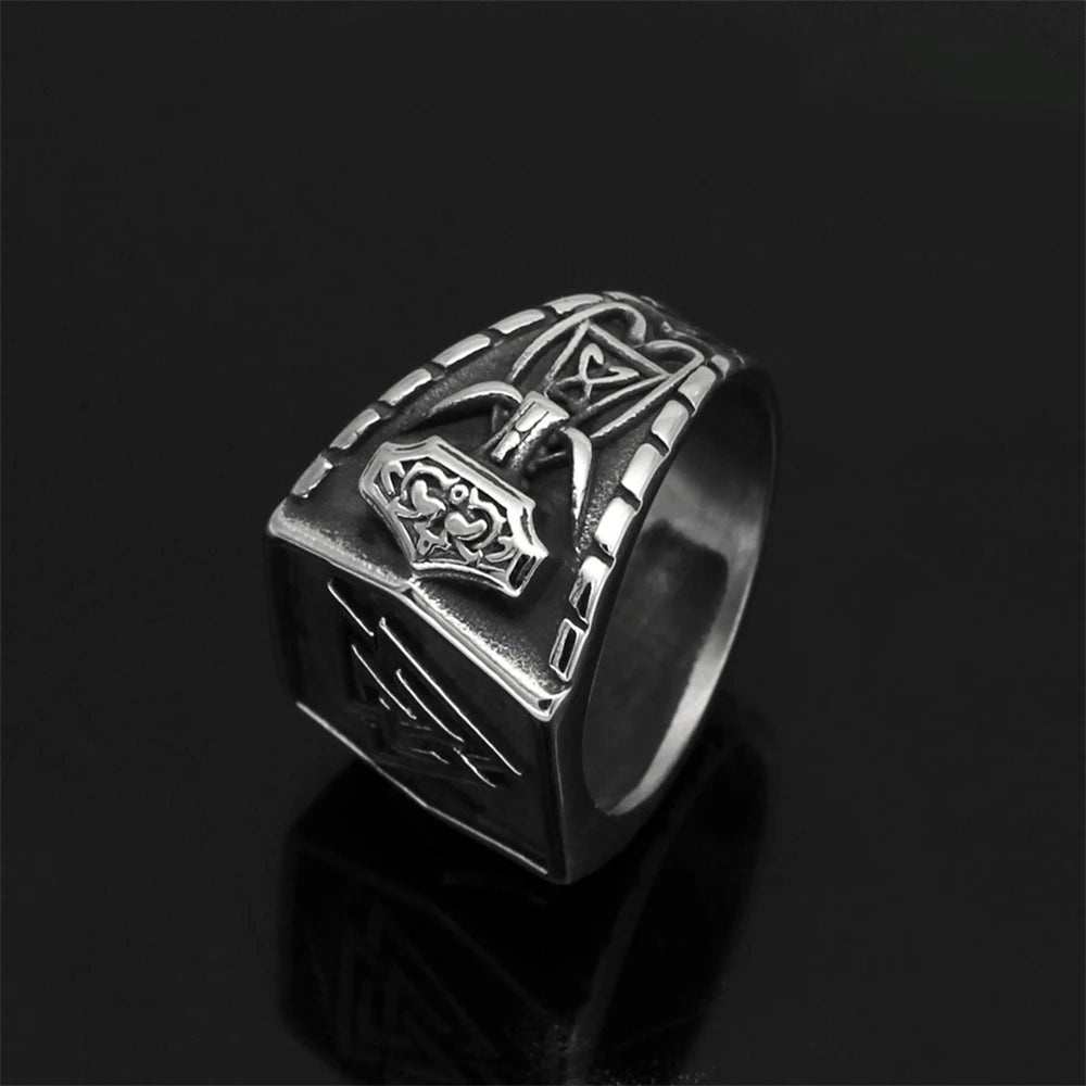 PENDRA Rune Vintage Steel Ring